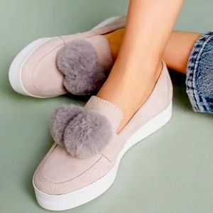 Anthropologie All Black | Pompom Sneaker Loafers | Suede Blush Pink | Size 38